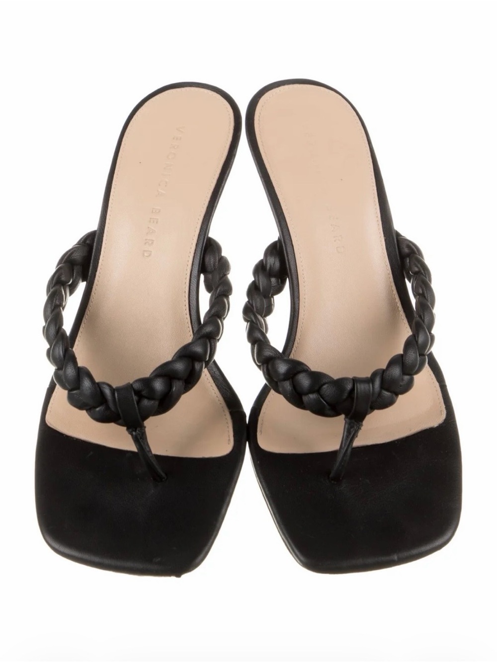 Veronica Beard Leather Braided Accent Sandals